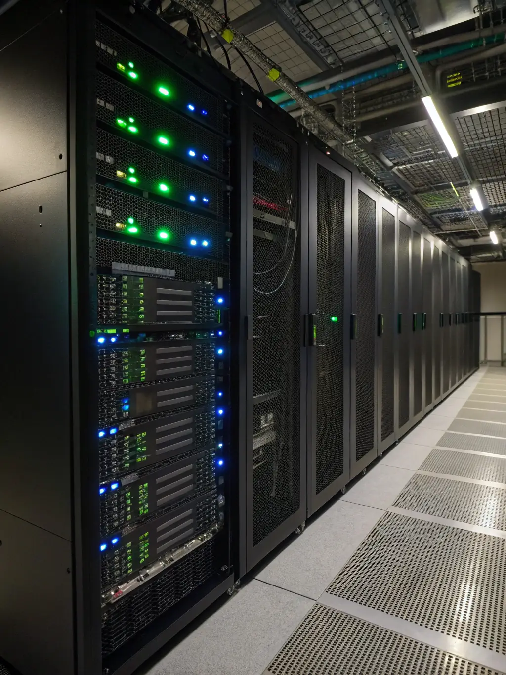 A server rack in a data center, highlighting Green Racks' VPS hosting infrastructure and its high-performance capabilities.