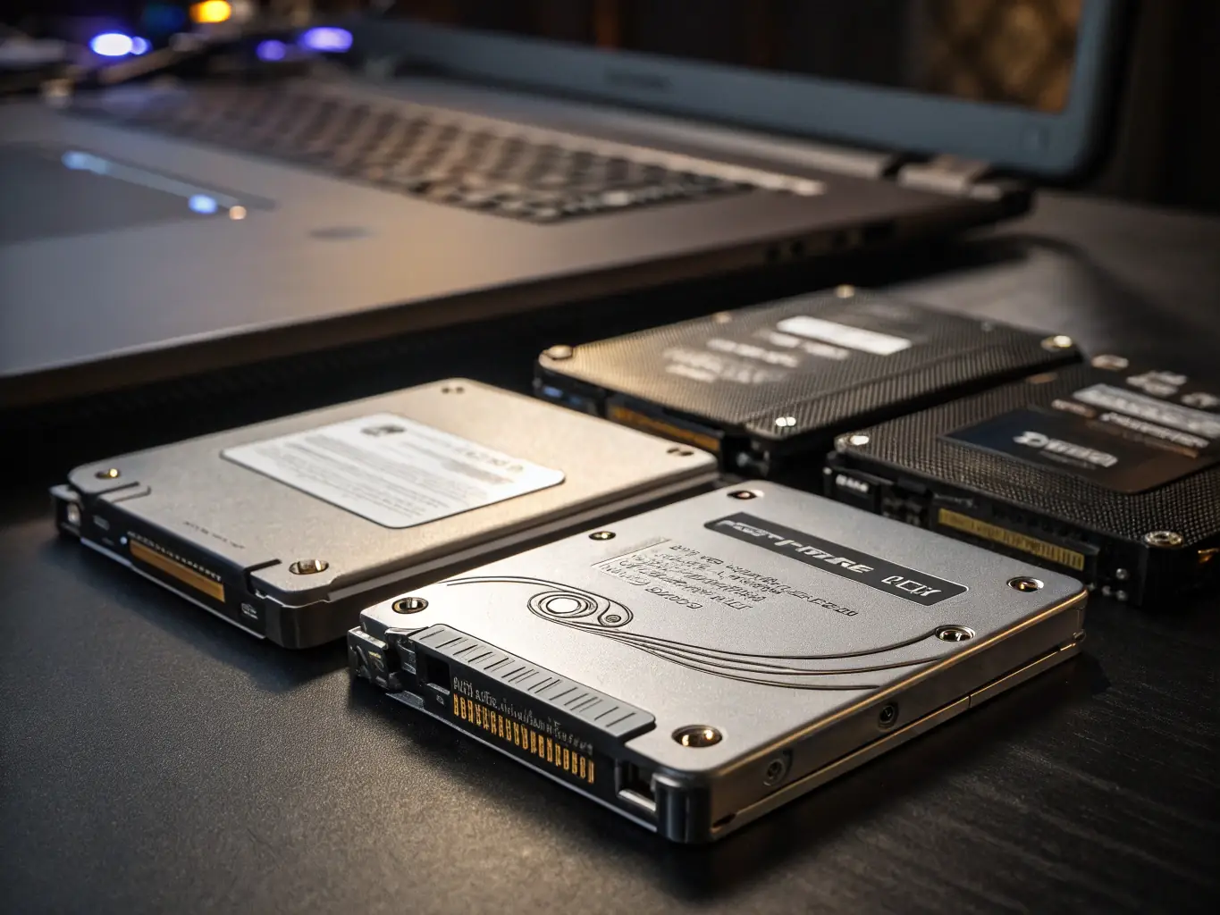 A close-up of NVMe SSDs installed in a server, highlighting the speed and performance benefits of NVMe technology.